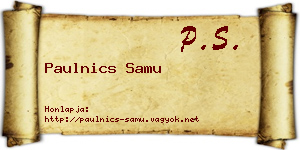 Paulnics Samu névjegykártya